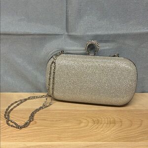 LAURA Elegant Silver sparkling Clutch Bag